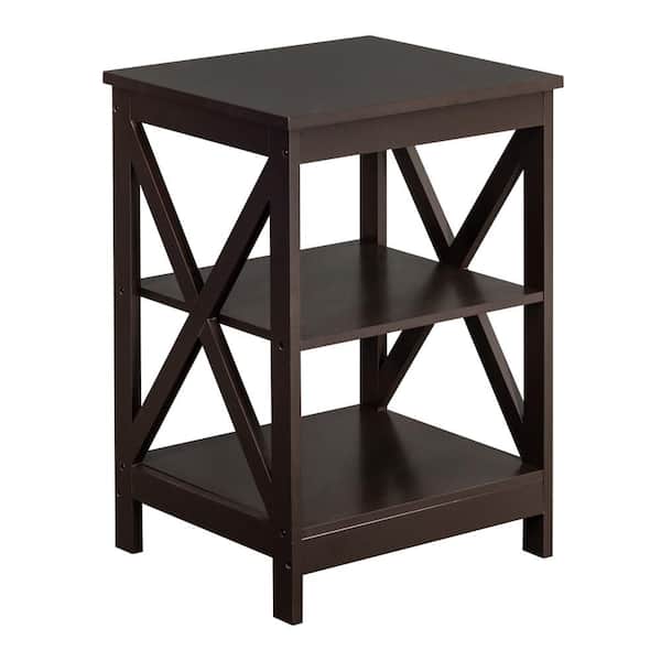 Karl home 15.75 in. Rectangle MDF Top End Side Table Storage Shelf Brown Color