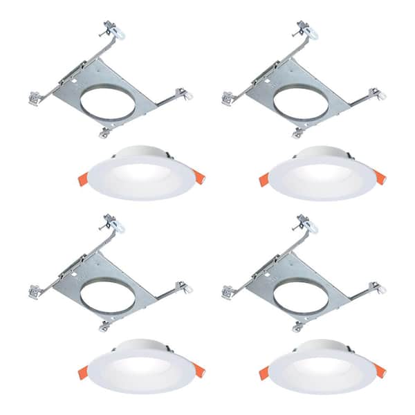 HALO 6 in. RLDM Regressed Canless Downlight with Mounting Frame (4-Pack)