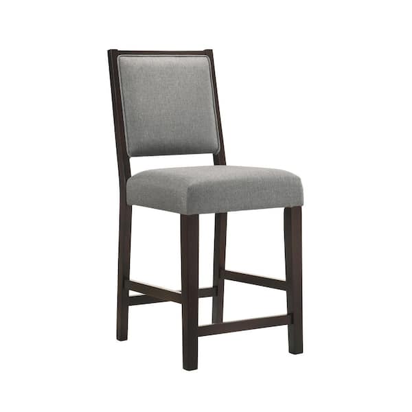 Coaster 40.25 in. Grey and Espresso Open Back Wood Frame Counter Height Stools with Footrest (Set of 2)