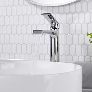 Single Handle Single Hole Bathroom Faucet with Supply Lines and Spot Resistant in Chrome