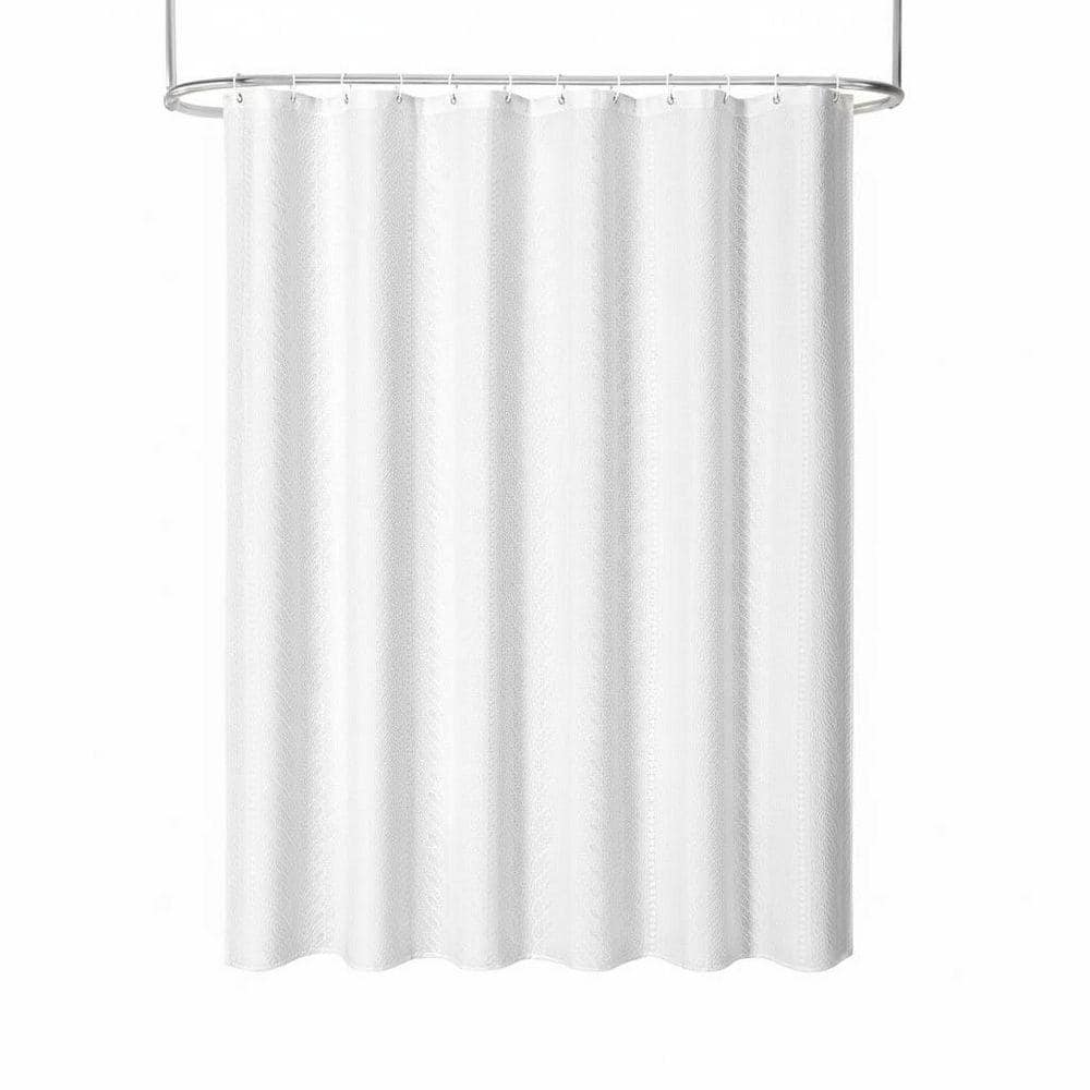 Waffle Woven 72 in. W x 72 in. L Polyester Shower Curtain in White ...