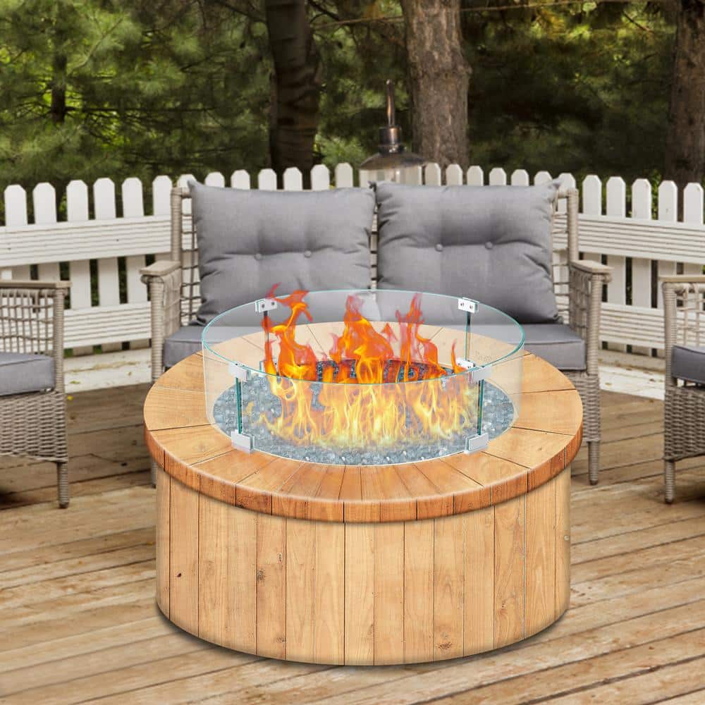 Clear Tempered Glass Round Fire Pit Wind Guard with Aluminum Feet