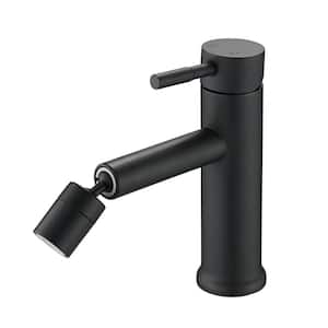 Single-Handle Single Hole Bathroom Faucet with 360° Rotating Aerator Matte Black