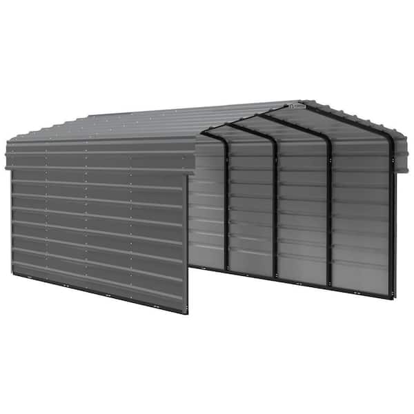 10 ft. W x 20 ft. D x 7 ft. H Charcoal Galvanized Steel Carport with 2-Side Wall Kits