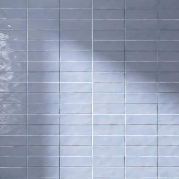Borgo Sky Blue Subway 7.9 in. x 2.6 in. Polished Porcelain Tile Sample