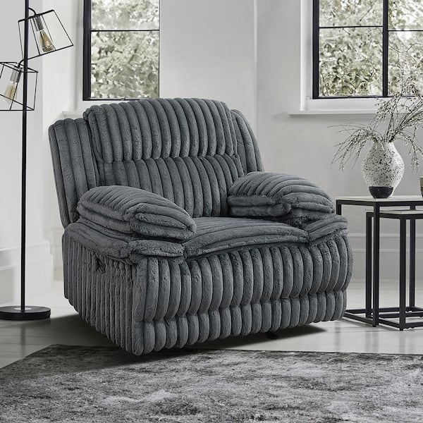 Lazzara Dyersburg Dark Gray Corduroy Fabric Manual Glider Recliner