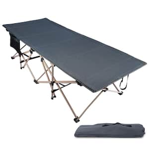 79 in. x 33.5 in. Adult Folding Camp Bed 500 lbs. Large Heavy-Duty Extra Wide Sleeper Portable for Camp Office, Gray
