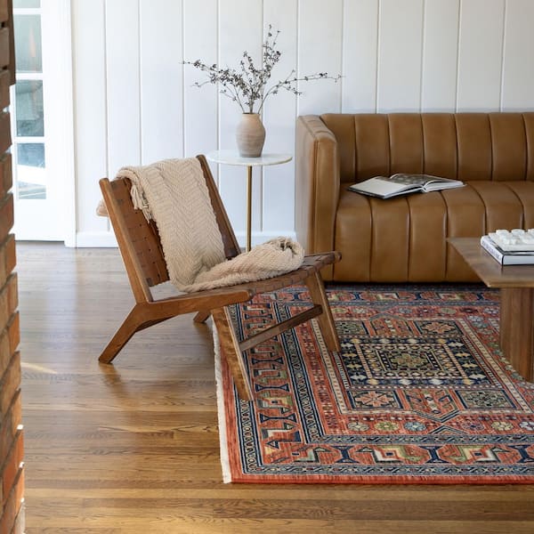 Lillian Red/Multi-Colored 8 ft. x 11 ft. Oriental Geometric Wool/Nylon Blend Fringed-Edge Indoor Area Rug