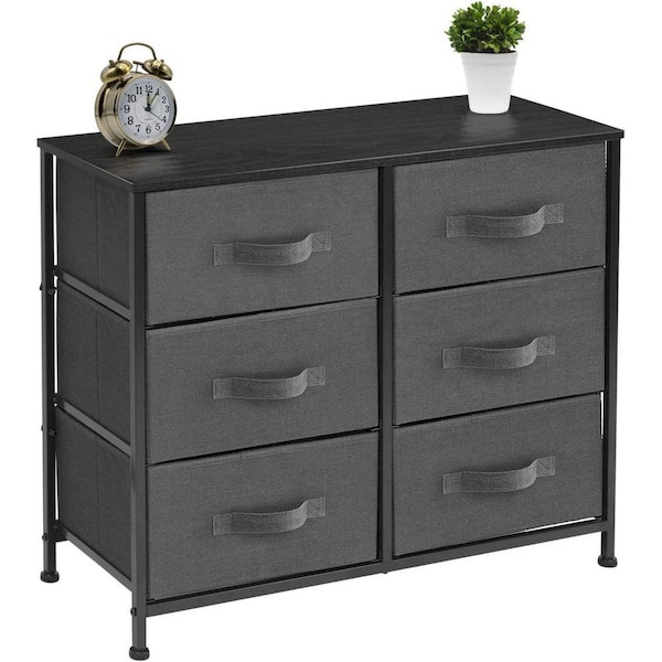 Sorbus 6-Drawer Aqua Dresser Steel Frame Wood Top Easy Pull Fabric