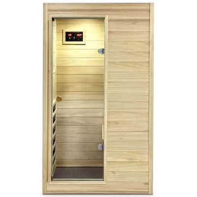 1-Person Indoor European Aspen Infrared Sauna with 5-Far-Infrared Carbon Crystal Heaters and Reading Light