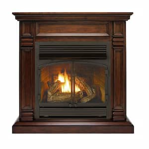 44 in. Ventless Dual Fuel Gas Fireplace in Walnut with Remote Control