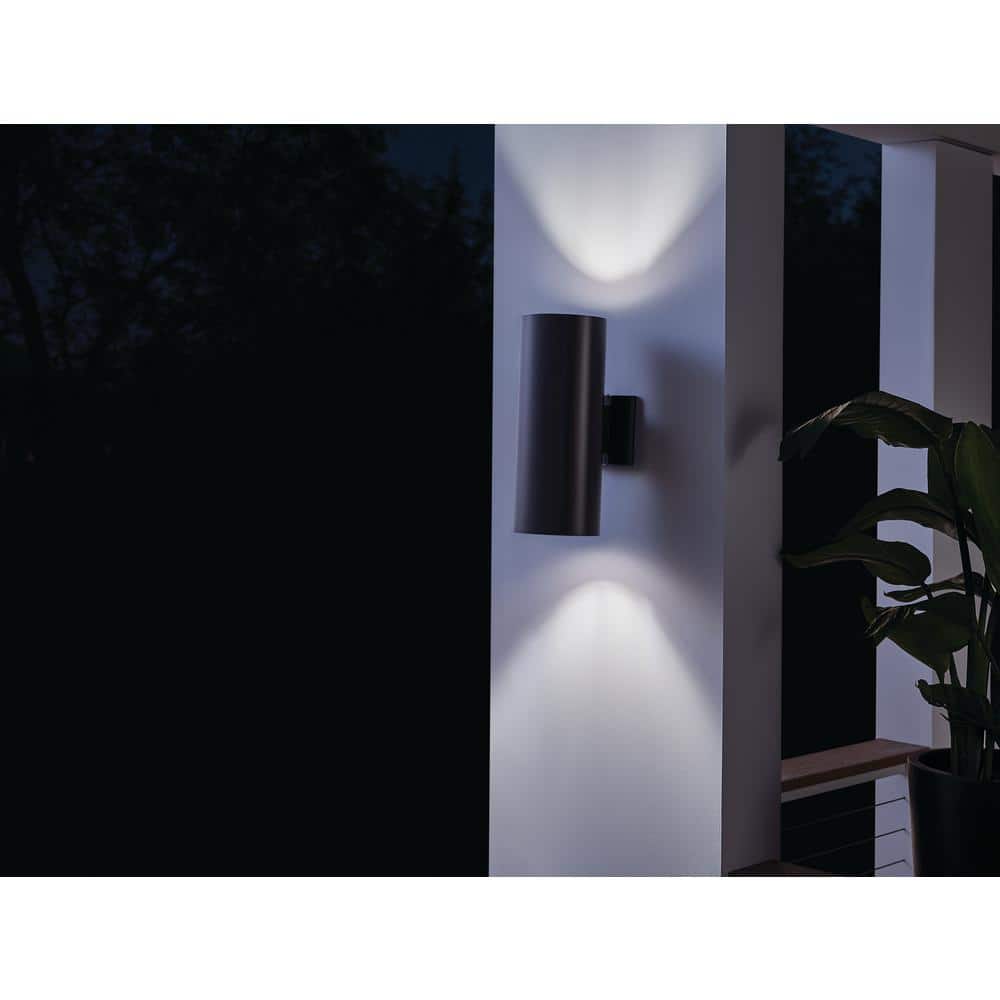 Modern Black and Bronze Cylinder Wall Sconce, 15 Inch