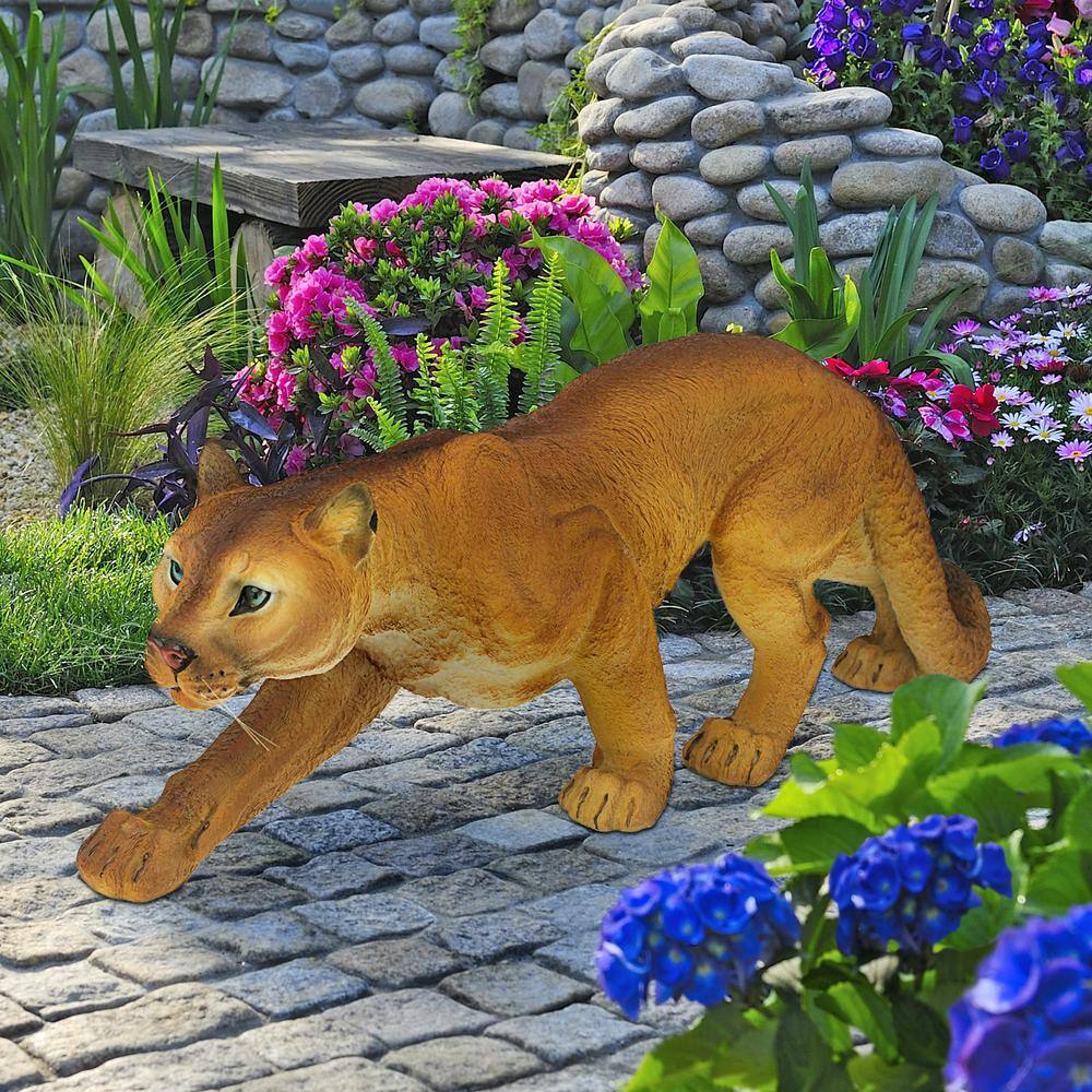 Realistic Hand-Painted Resin Mountain Cougar Garden Statue