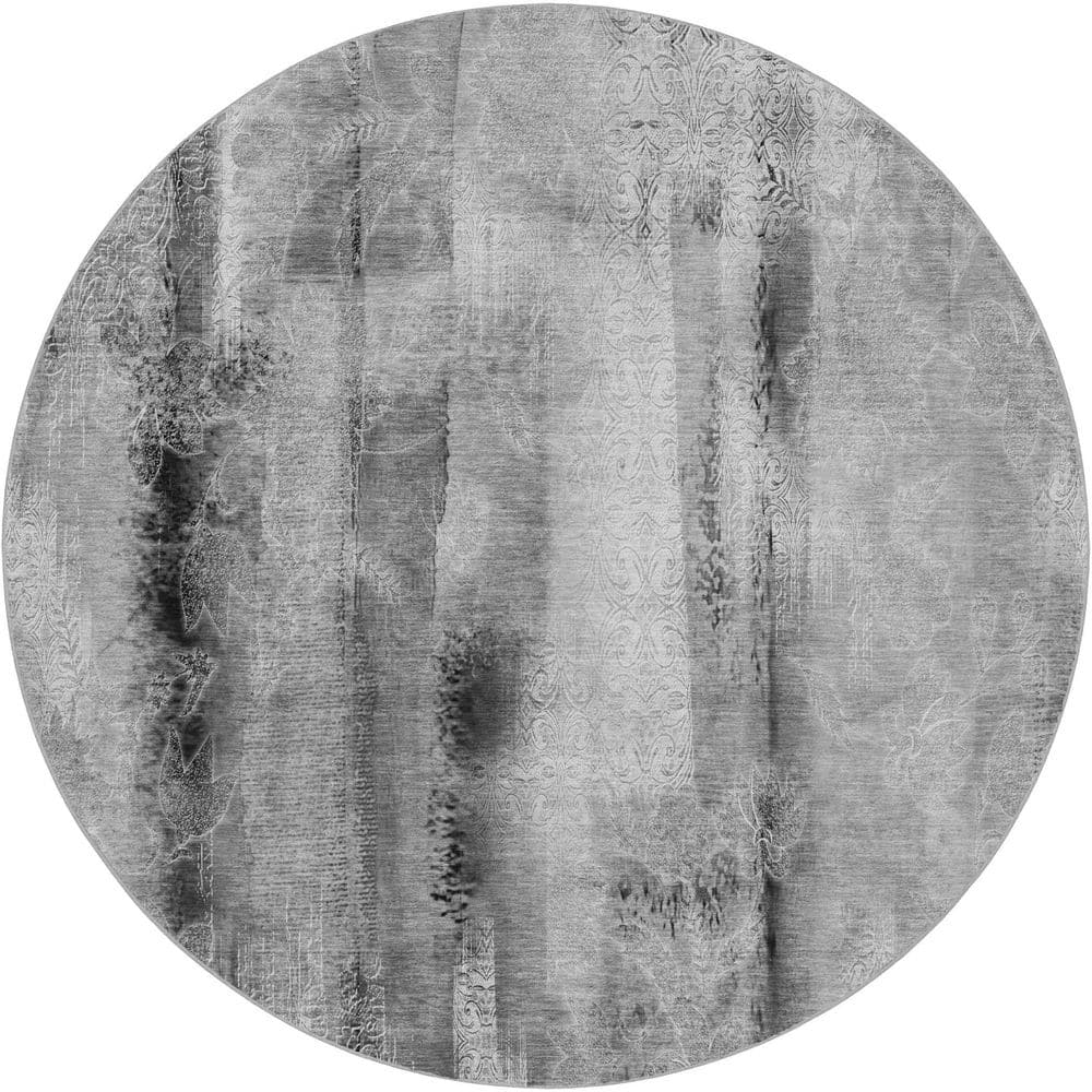 Dream Shag Premium Machine Washable Abstract ADS537 Gray 8 ft. x 8 ft. Round Rug price history on PriceWatchPro