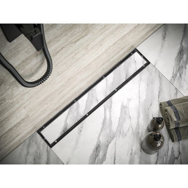 Tile Insert Linear Shower Drain with Free Hair Trap by