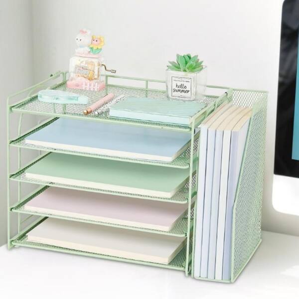 10.2 in. x 15.55 in. Green Desk Accessories Organizer, 5-Tier