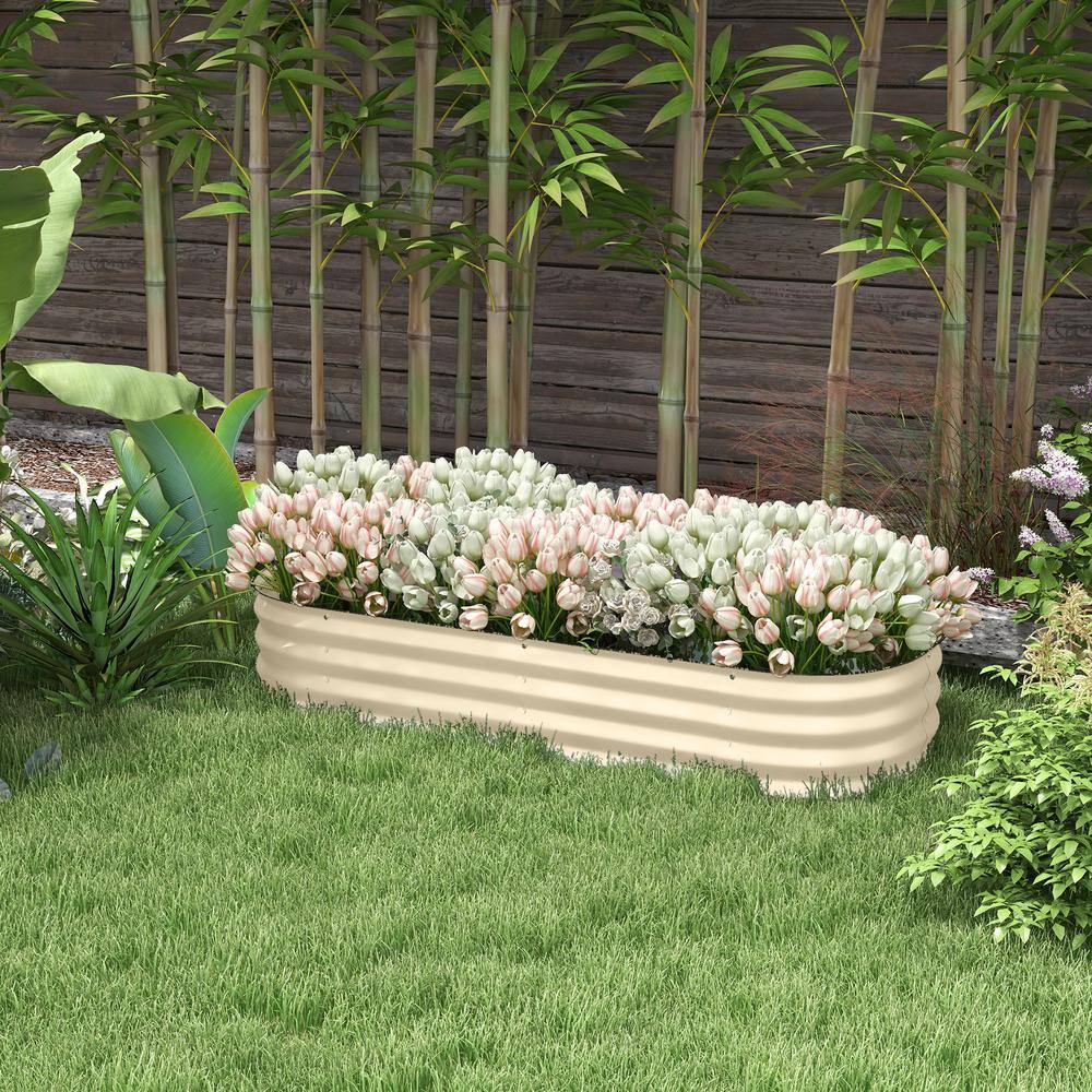 Cream White Galvanized Metal Raised Garden Bed Kit