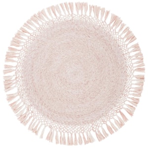 Sahara Pink 3 ft. x 3 ft. Round Solid Area Rug