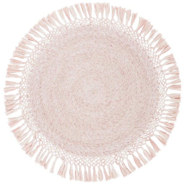SAFAVIEH Sahara Pink Doormat 3 ft. x 3 ft. Round Solid Area Rug