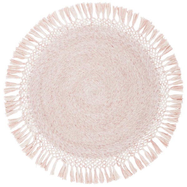 SAFAVIEH Sahara Pink Doormat 3 ft. x 3 ft. Round Solid Area Rug