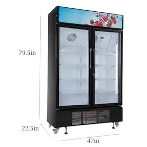 47 in. 25.7 cu. ft. Commercial Refrigerator Merchandiser 2-Glass Door in Black Stainless Steel