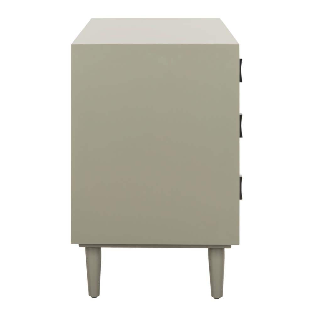 Transitional Gray 3-Drawer Chest with Black Metal Hardware