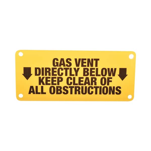 The Plumber's Choice 3 in. x 7 in. Yellow Gas Warning Sign Gas Vent
