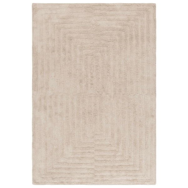 Easy Care Sage 3 ft. x 5 ft. Machine Washable High-Low Solid Striped Area Rug