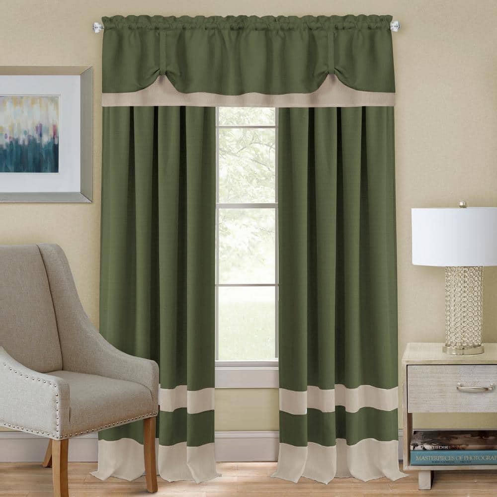 Green and Camel Light Filtering Rod Pocket Drapes