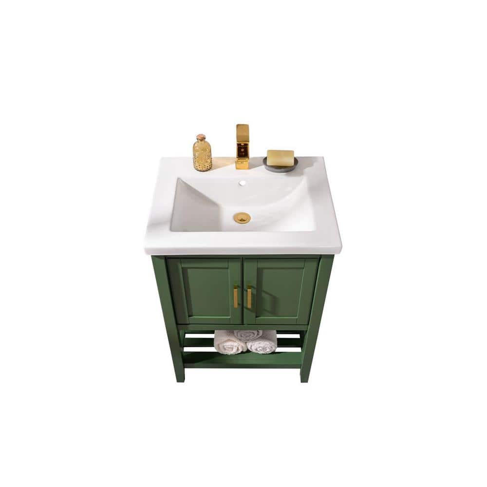 Vogue Green 24" Single Sink Bathroom Vanity with Ceramic Top