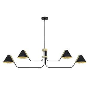 Grove Isle 4 Lights Matte Black Chandelier with Metal Shades Dining Room Light