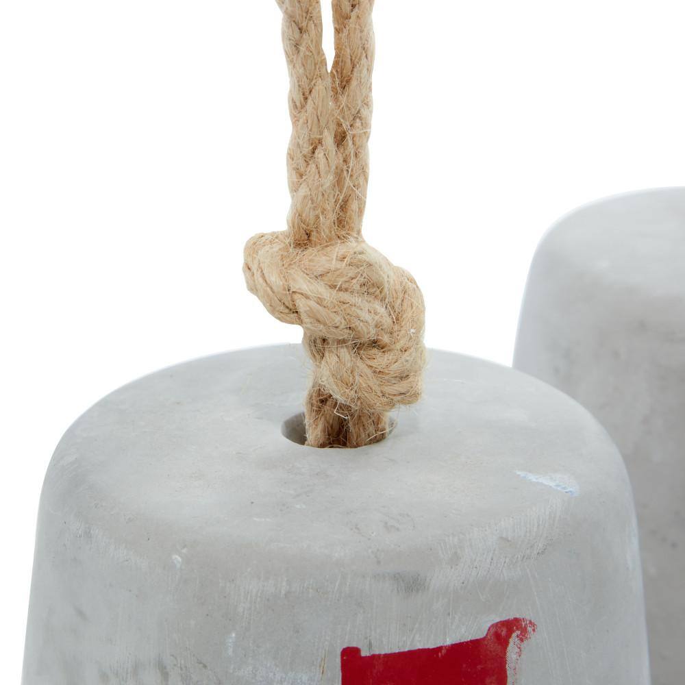 Gray Cement Coastal Buoy Door Stopper with Rope Accents, Set of 2