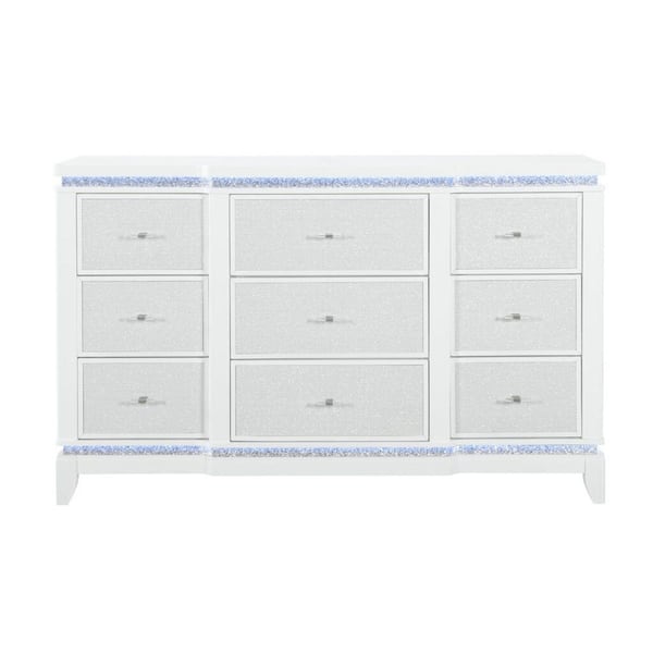 HomeRoots White 9-Drawer 62 in. Dresser with Mirror 2000633700 - The Home  Depot