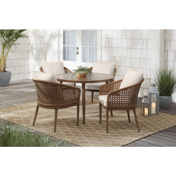 Hampton Bay Coral Vista 5-Piece Brown Wicker and Steel Outdoor Patio