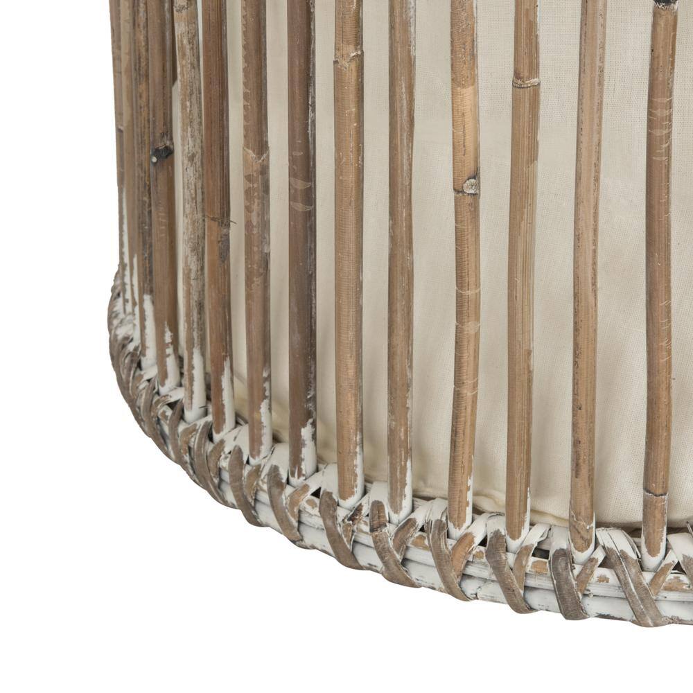 White Wash Rattan Cylinder Laundry Hampers with Removable Lids