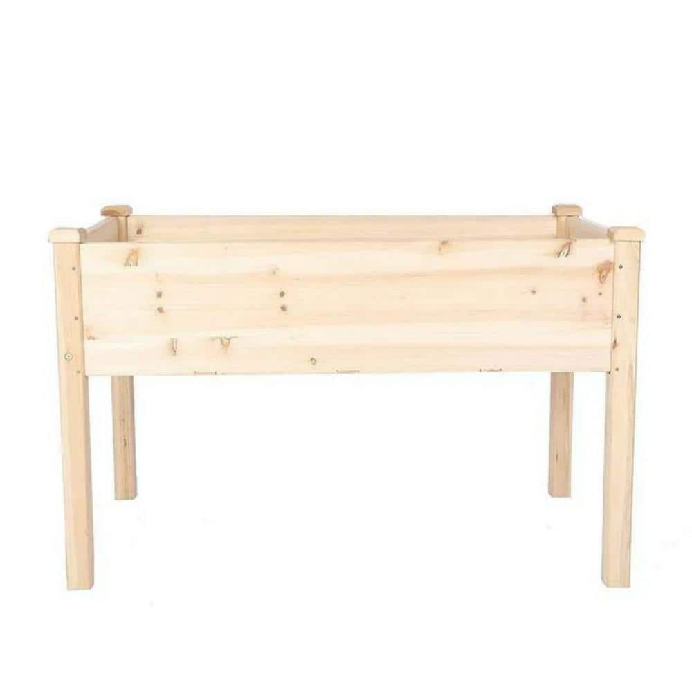 Yellow Natural Raised Garden Bed Wood Planter Box Kit w FlowerPlant- 47.2 x