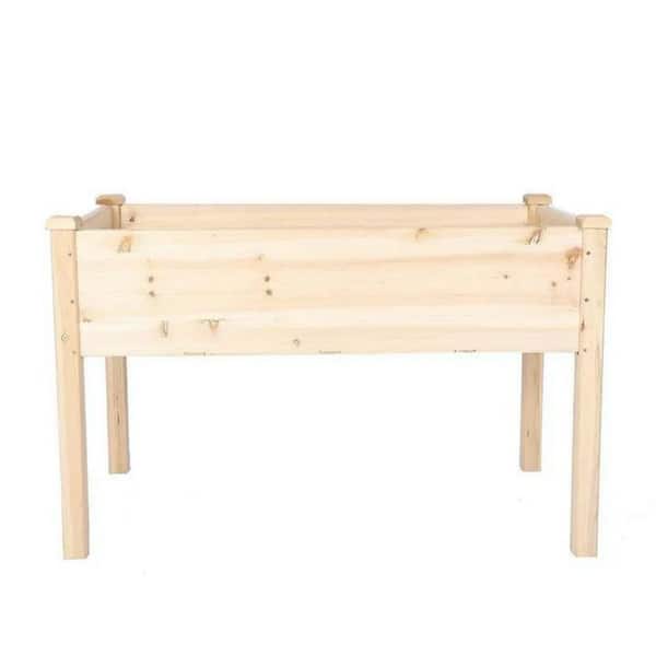 Cubilan Yellow Natural Raised Garden Bed Wood Planter Box Kit w FlowerPlant- 47.2 x 21.6 x 29.5 in.Raised Beds