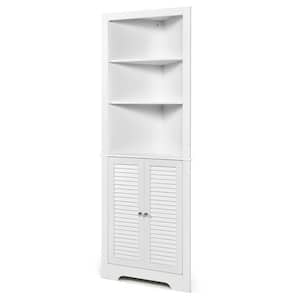 11 in. D x 68 in. H x 23.5 in. W Bathroom Corner Floor Linen Cabinet Tall Bathroom Storage Cabinet with Shelves White
