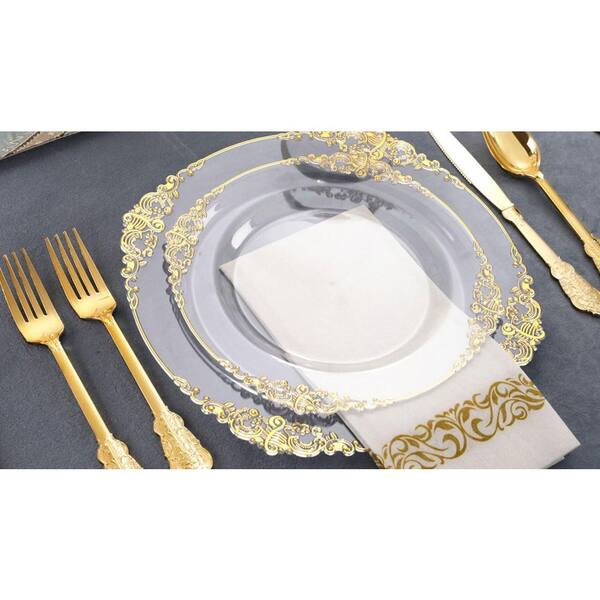 Disposable Plastic Plates – Heavy Duty With Gold Or Silver Rim, BPA Free, Pack Of 10