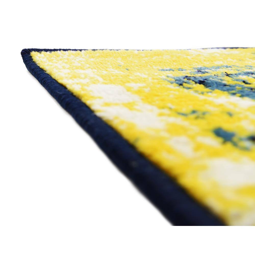 Navy Blue and Yellow Synthetic Reversible Area Rug