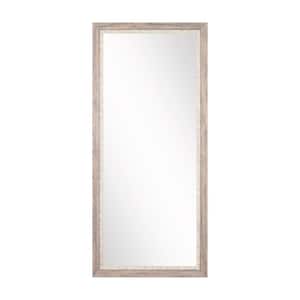 Medium Cream/White/Gray/ Tan Shades Wood Rustic Mirror (32 in. H X 66 in. W)