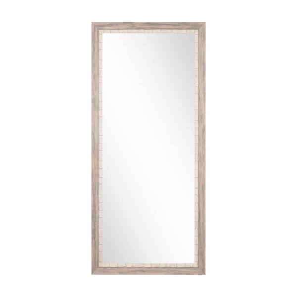 BrandtWorks Medium Cream/White/Gray/ Tan Shades Wood Rustic Mirror (32 in. H X 66 in. W)