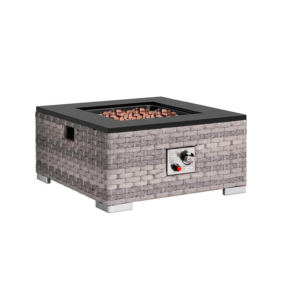 Outdoor Grey Rectangle Metal Gas Propane Fire Pits with Ceramic Tabletop, G