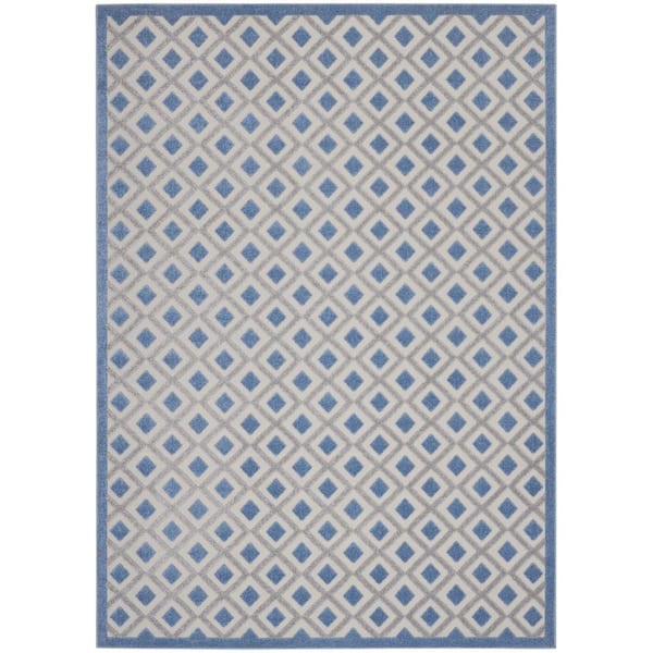 Aloha Blue/Gray 7 ft. x 10 ft. Geometric Contemporary Indoor/Outdoor Patio Area Rug