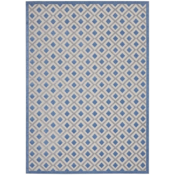 Home Decorators Collection Aloha Blue/Gray 10 ft. x 13 ft. Geometric Contemporary Indoor/Outdoor Patio Area Rug