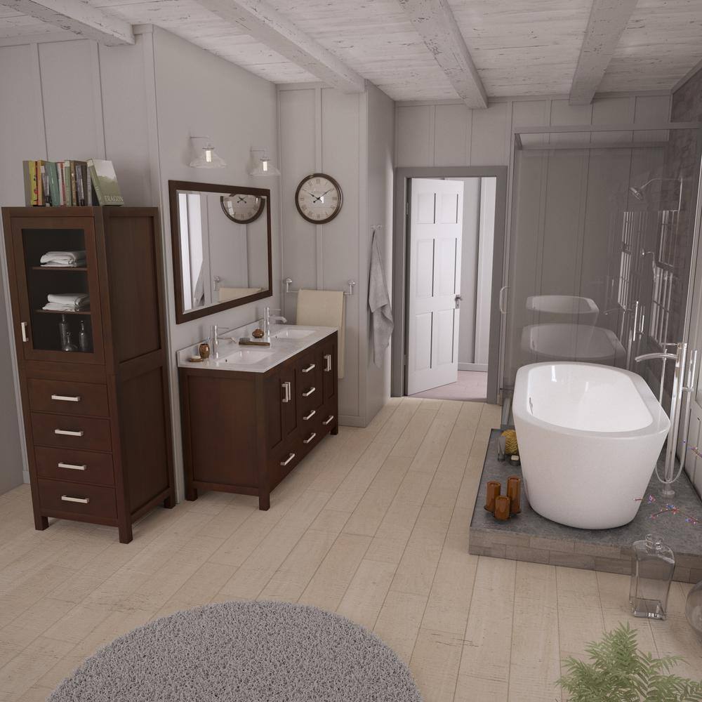 Sheffield 60" Espresso Double Bathroom Vanity with Marble Top