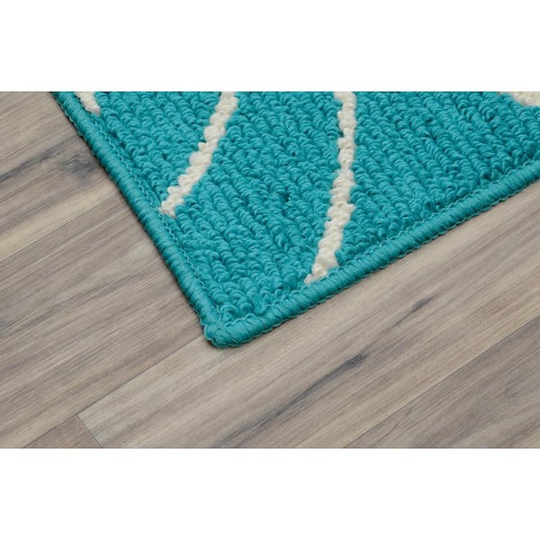 Washable Area Rug, 5' x 7', Nimue Teal/Ivory