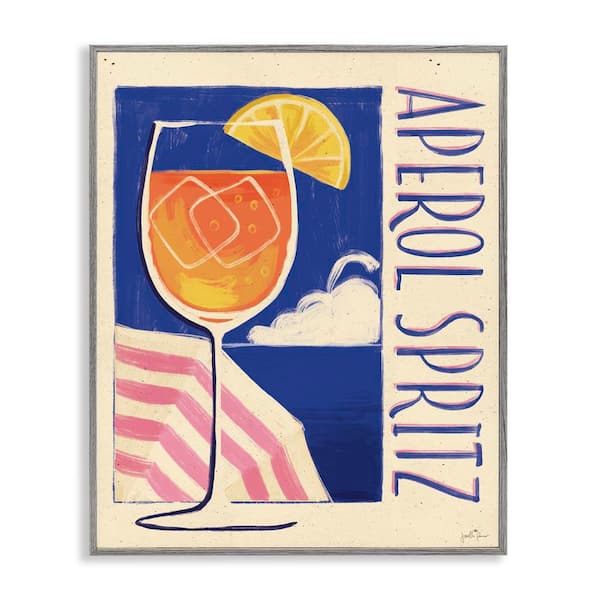 Stupell Industries Retro Aperol Spritz by Janelle Penner Gray Framed Food Giclee Art Print 20 in. x 16 in.