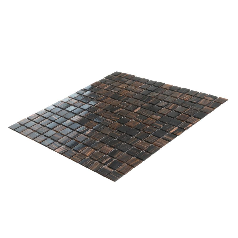 Mingles 12" x 12" Iridescent Brown Glass Mosaic Tile