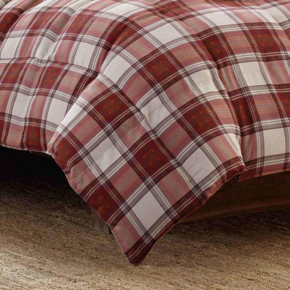 King Red Plaid Cotton Flannel Duvet Cover Set